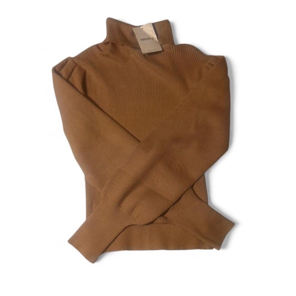 Forever 21 Camel Ribbed Turtleneck